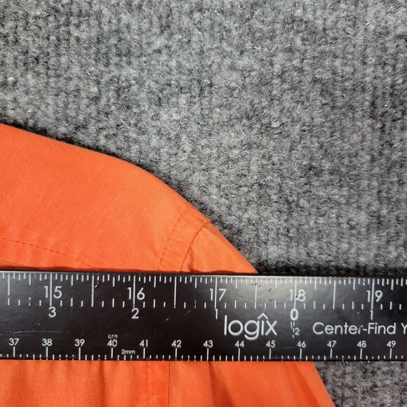 ALAIN WEIZ Orange Silk Blend Short Sleeve Epaulet Collared Button Up Top SIZE 16 - Picture 7 of 12